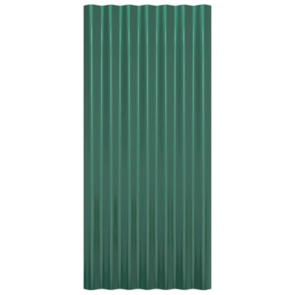 Berkfield Roof Panels 12 pcs Powder-coated Steel Green 80x36 cm