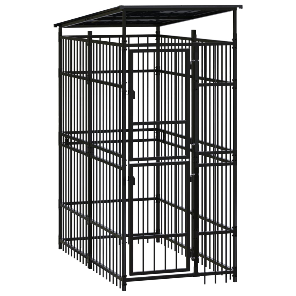 Berkfield Outdoor Dog Kennel with Roof Steel 1.84 m�__