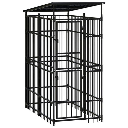 Berkfield Outdoor Dog Kennel with Roof Steel 1.84 m�__