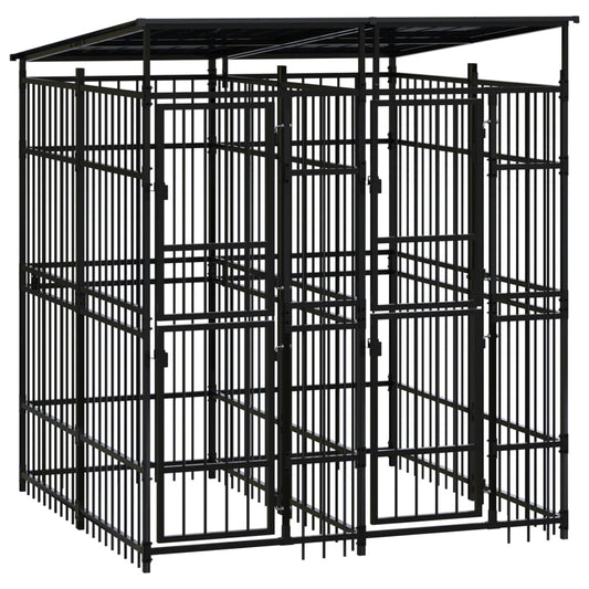 Berkfield Outdoor Dog Kennel with Roof Steel 3.69 m�__