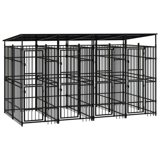 Berkfield Outdoor Dog Kennel with Roof Steel 7.37 må_