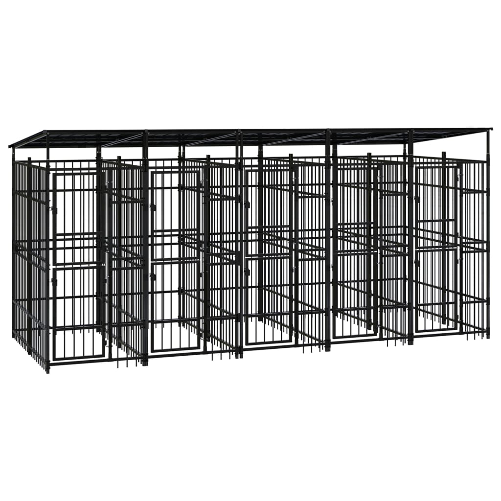 Berkfield Outdoor Dog Kennel with Roof Steel 9.22 m�__