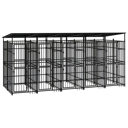 Berkfield Outdoor Dog Kennel with Roof Steel 9.22 m�__