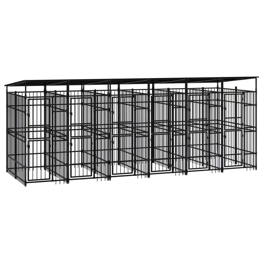 Berkfield Outdoor Dog Kennel with Roof Steel 11.06 m�__