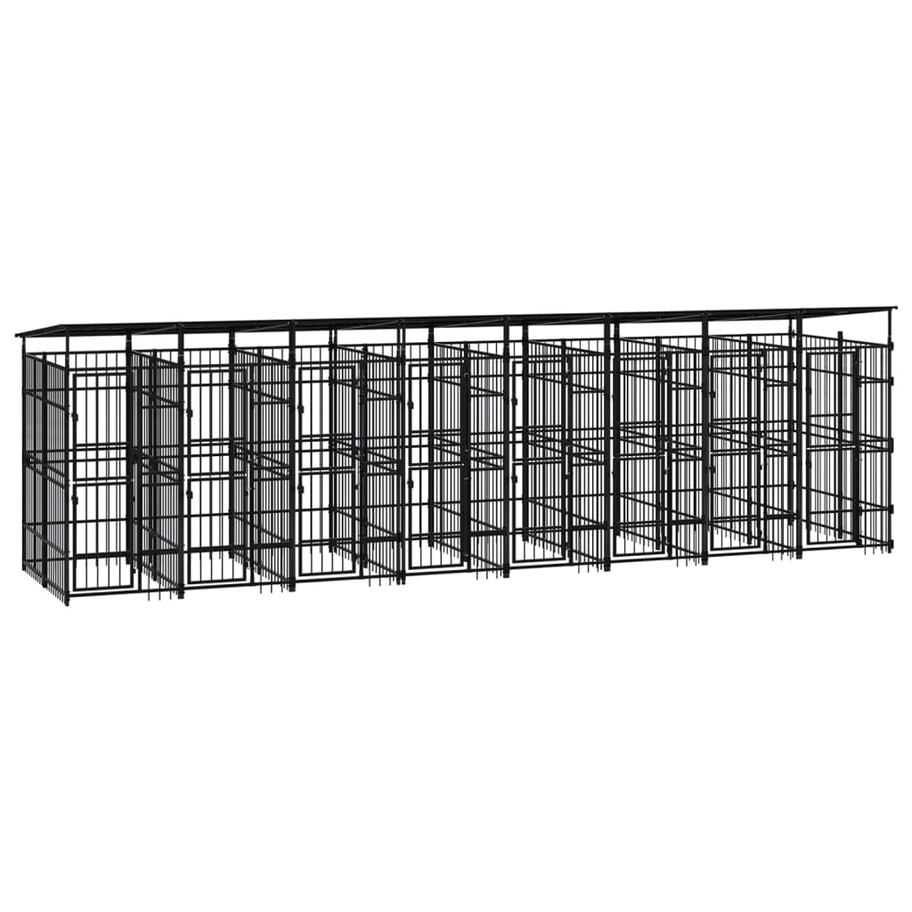 Berkfield Outdoor Dog Kennel with Roof Steel 14.75 m�__
