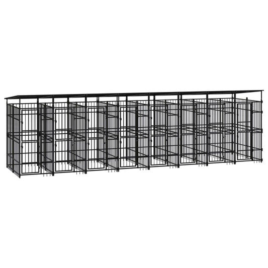 Berkfield Outdoor Dog Kennel with Roof Steel 14.75 m�__