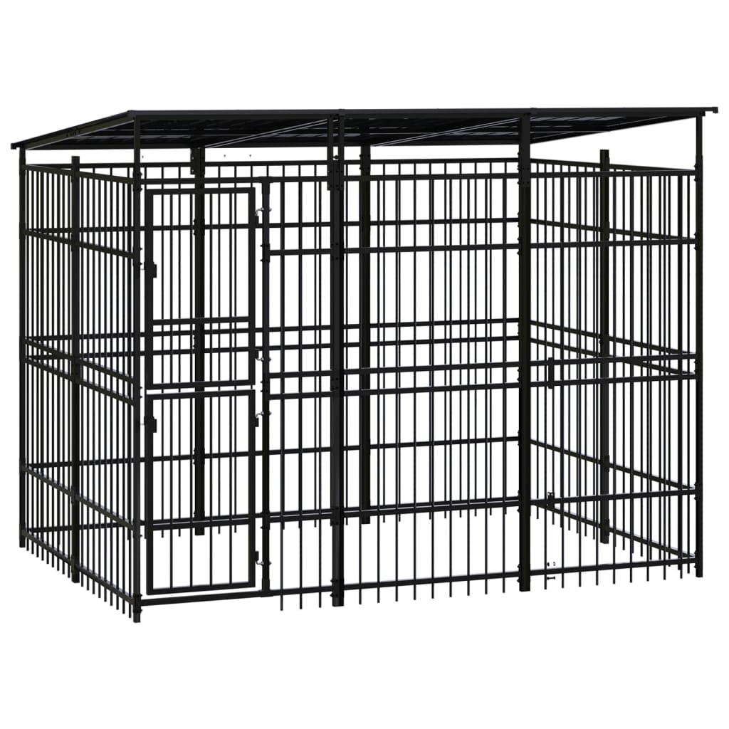 Berkfield Outdoor Dog Kennel with Roof Steel 5.53 m�__