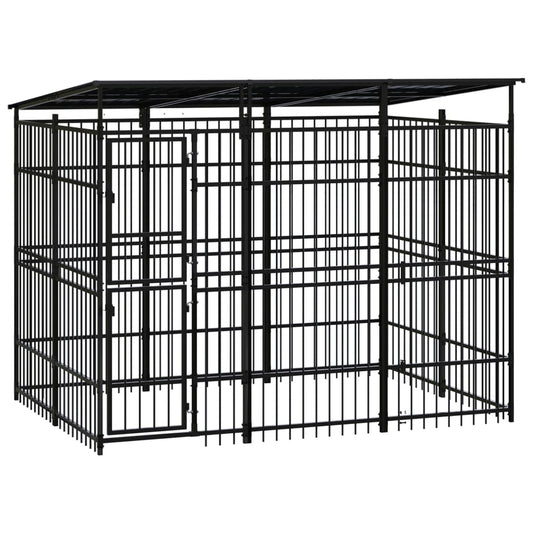Berkfield Outdoor Dog Kennel with Roof Steel 5.53 m�__