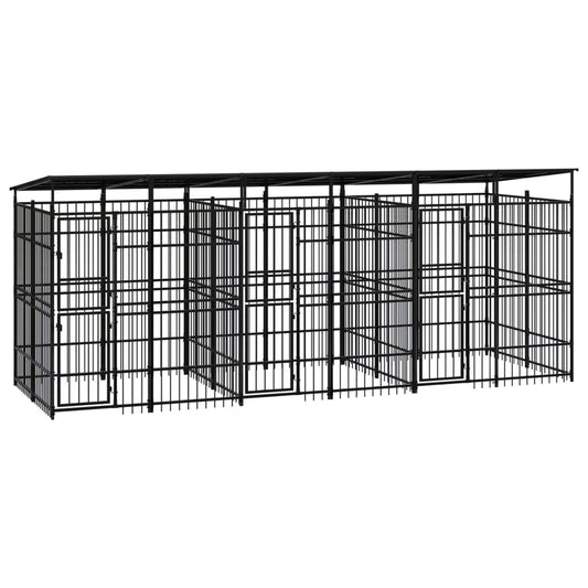 Berkfield Outdoor Dog Kennel with Roof Steel 11.06 m�__