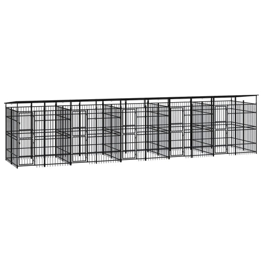 Berkfield Outdoor Dog Kennel with Roof Steel 18.43 m�__