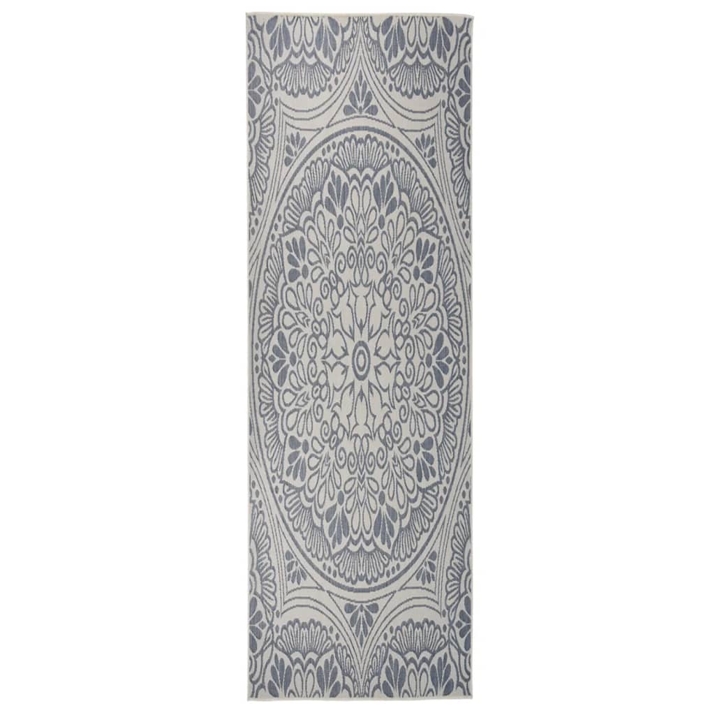 Berkfield Outdoor Flatweave Rug 80x250 cm Blue Pattern