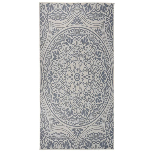 Berkfield Outdoor Flatweave Rug 100x200 cm Blue Pattern