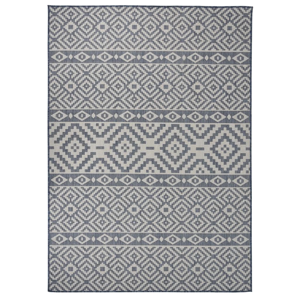 Berkfield Outdoor Flatweave Rug 120x170 cm Blue Stripes