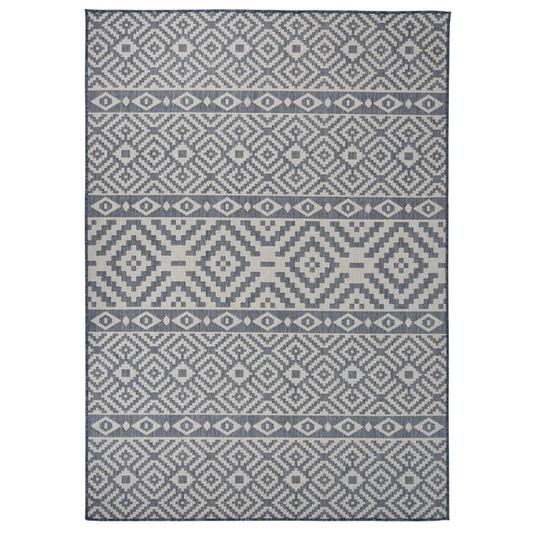 Berkfield Outdoor Flatweave Rug 120x170 cm Blue Stripes