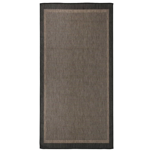 Berkfield Outdoor Flatweave Rug 100x200 cm Dark Brown