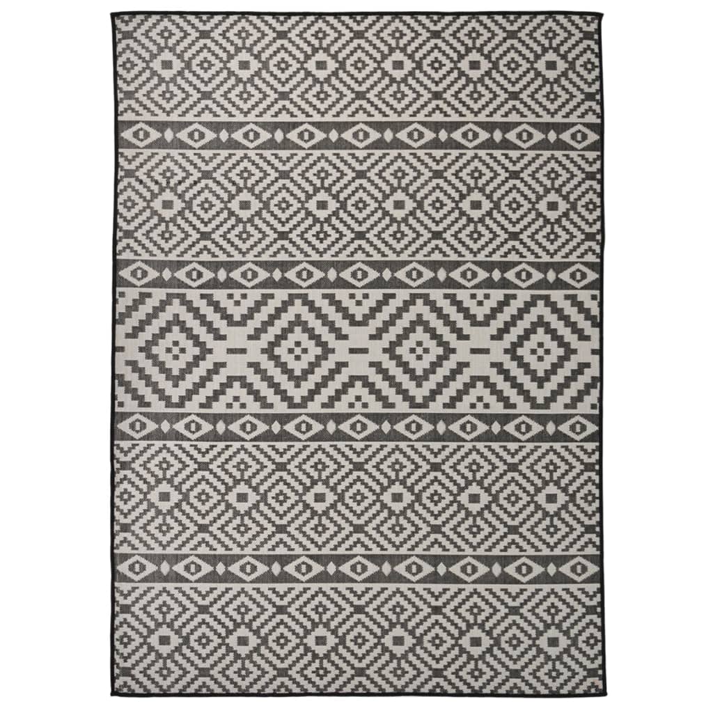 Berkfield Outdoor Flatweave Rug 200x280 cm Black Stripes