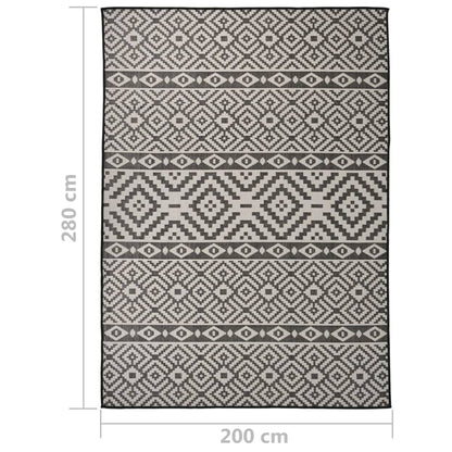 Berkfield Outdoor Flatweave Rug 200x280 cm Black Stripes