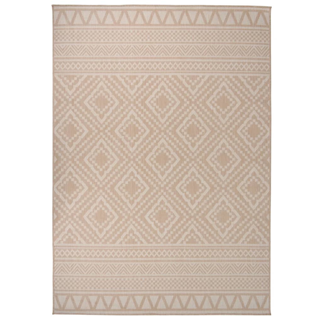 Berkfield Outdoor Flatweave Rug 140x200 cm Brown Stripes