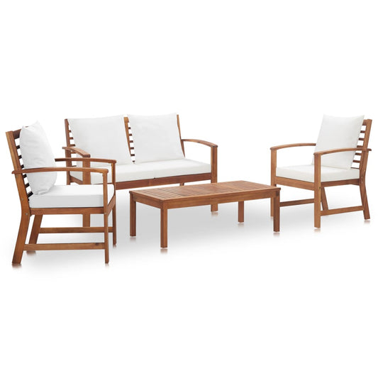 Berkfield 4 Piece Garden Lounge Set with Cushions Solid Wood Acacia