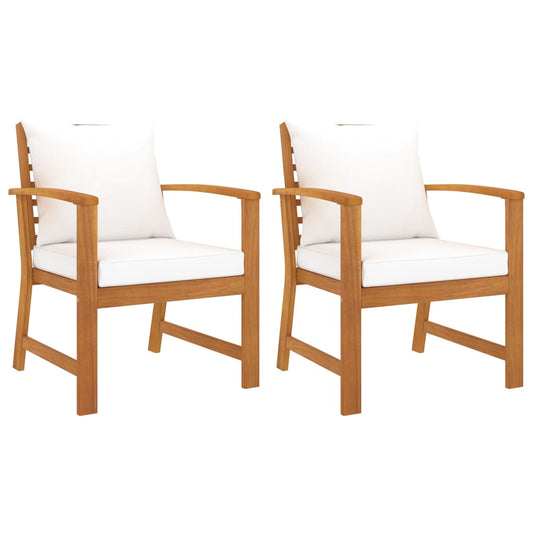 Berkfield Garden Chairs 2 pcs with Cream Cushions Solid Wood Acacia
