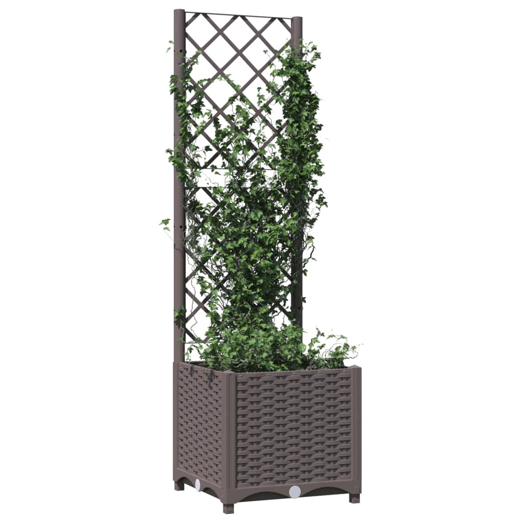 Berkfield Garden Planter with Trellis Brown 40x40x136 cm PP