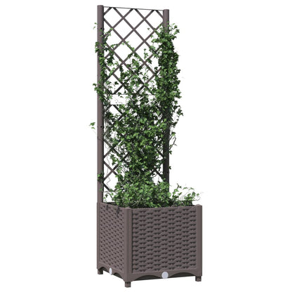 Berkfield Garden Planter with Trellis Brown 40x40x136 cm PP