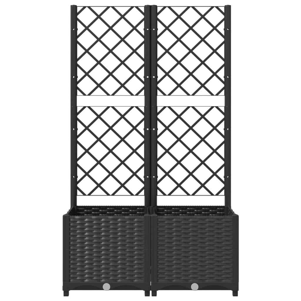 Berkfield Garden Planter with Trellis Black 80x40x136 cm PP