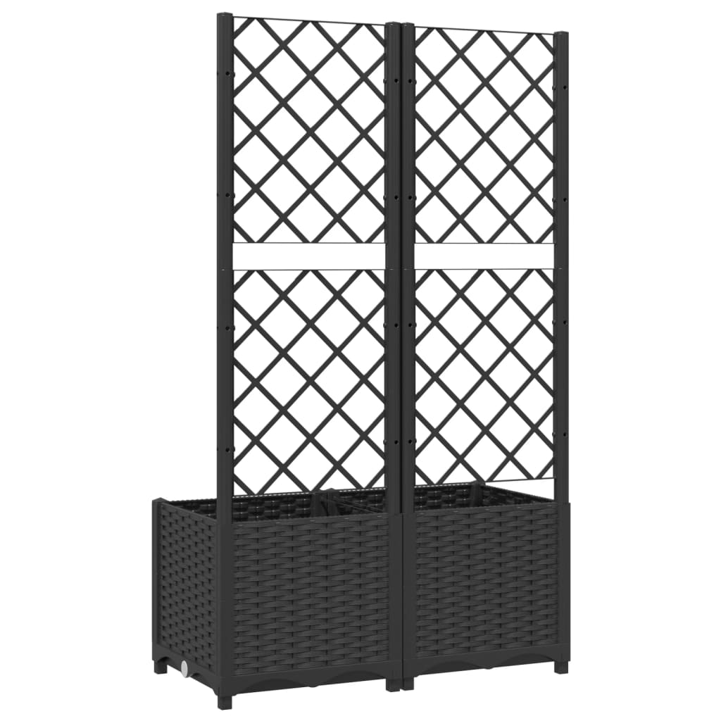 Berkfield Garden Planter with Trellis Black 80x40x136 cm PP