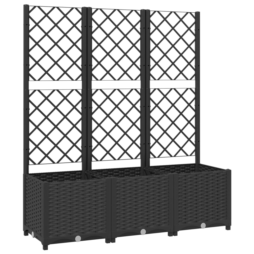 Berkfield Garden Planter with Trellis Black 120x40x136 cm PP