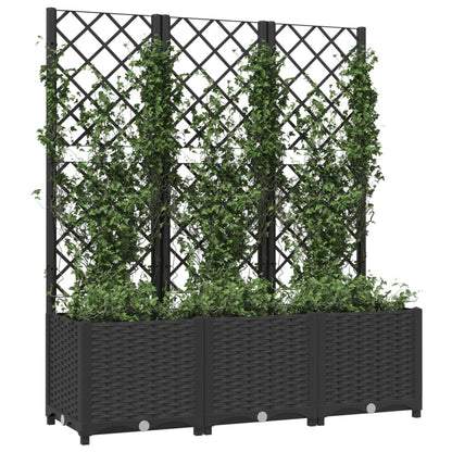 Berkfield Garden Planter with Trellis Black 120x40x136 cm PP