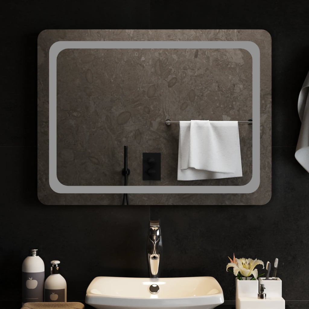 Berkfield LED Bathroom Mirror 80x60 cm