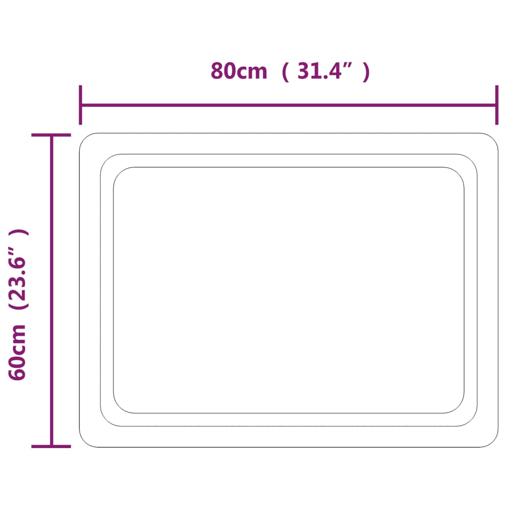 Berkfield LED Bathroom Mirror 80x60 cm