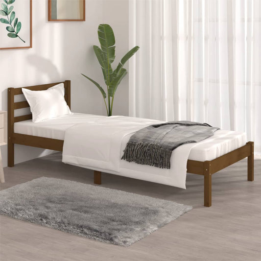 Berkfield Bed Frame Solid Wood Pine 75x190 cm Honey Brown Small Single