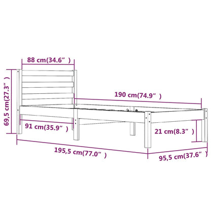 Berkfield Bed Frame Solid Wood Pine 90x190 cm Single