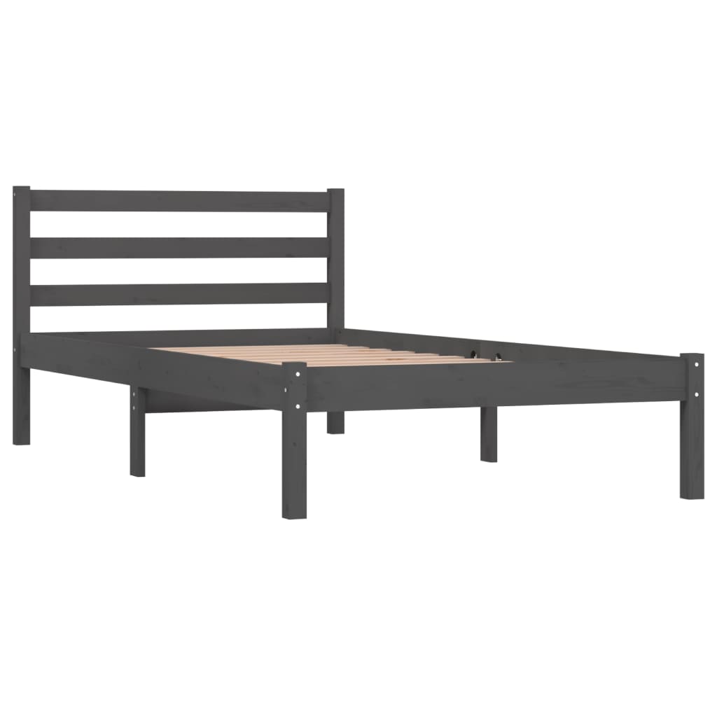 Berkfield Bed Frame Solid Wood Pine 90x190 cm Grey Single