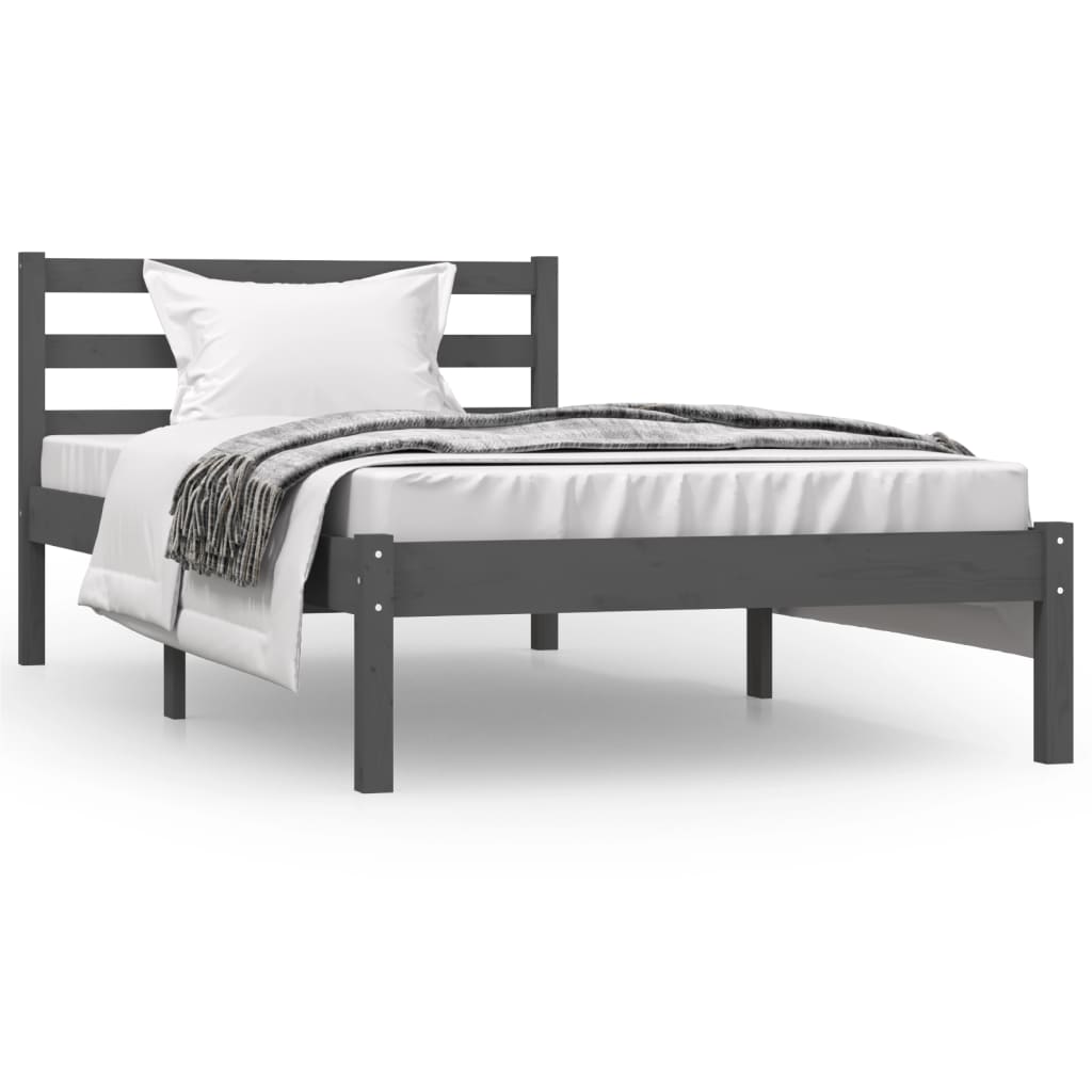 Berkfield Bed Frame Solid Wood Pine 90x190 cm Grey Single