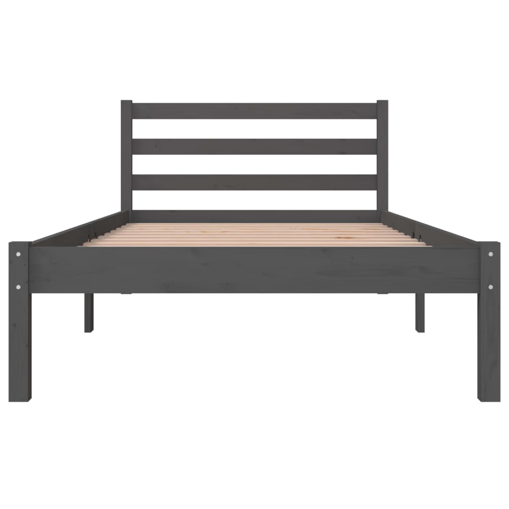 Berkfield Bed Frame Solid Wood Pine 90x190 cm Grey Single