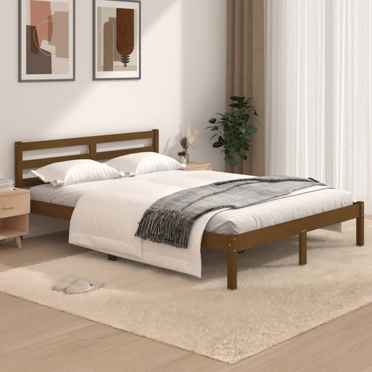 Berkfield Bed Frame Solid Wood Pine 120x190 cm Honey Brown Small Double
