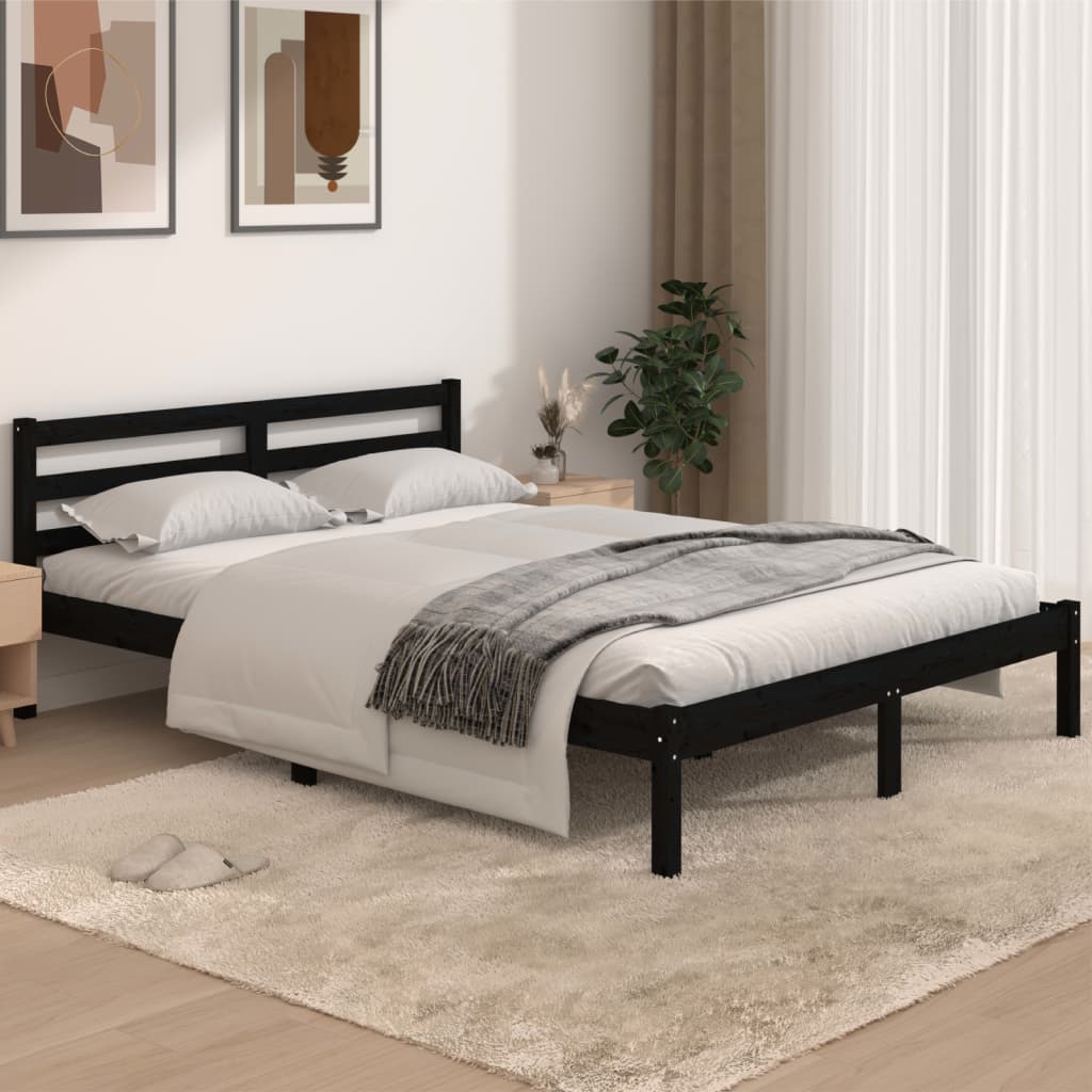 Berkfield Day Bed Solid Wood Pine 140x190 cm Black