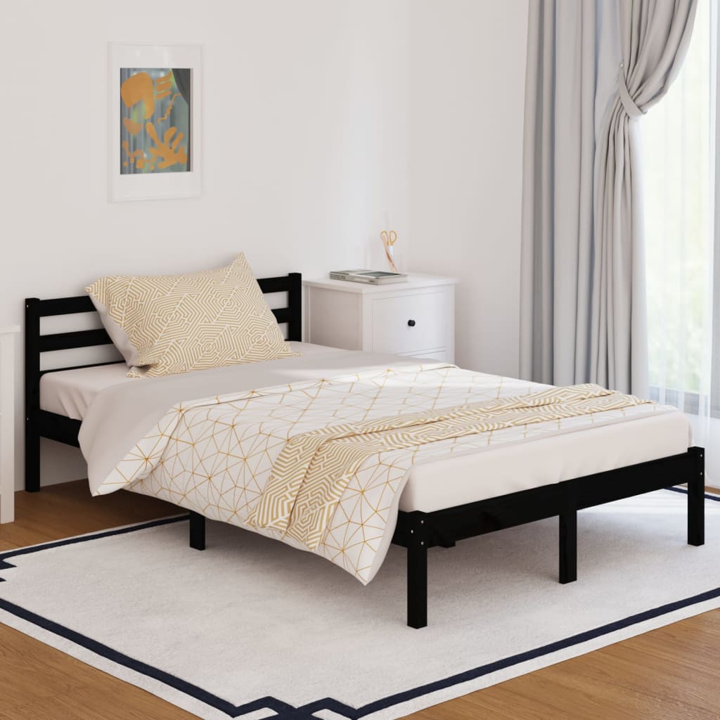 Berkfield Day Bed Solid Wood Pine 120x200 cm Small Double Black