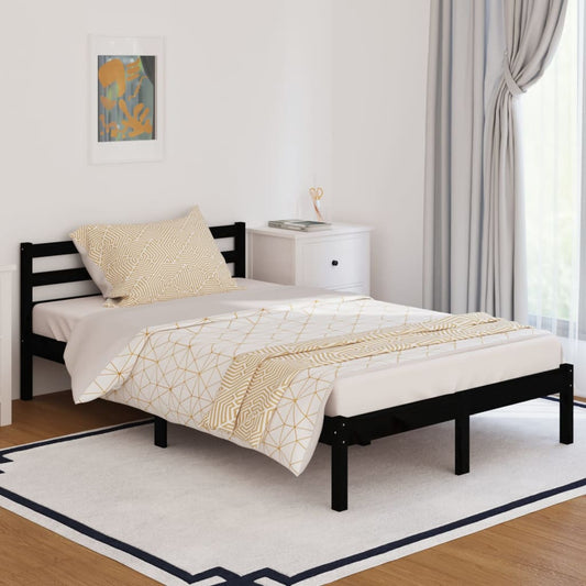 Berkfield Day Bed Solid Wood Pine 120x200 cm Small Double Black