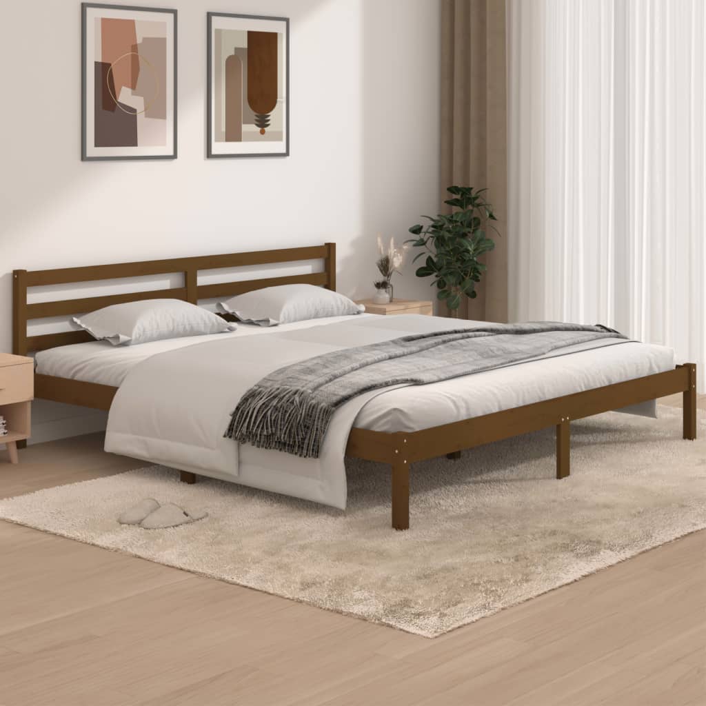 Berkfield Bed Frame Solid Wood Pine 180x200 cm Honey Brown Super King Size