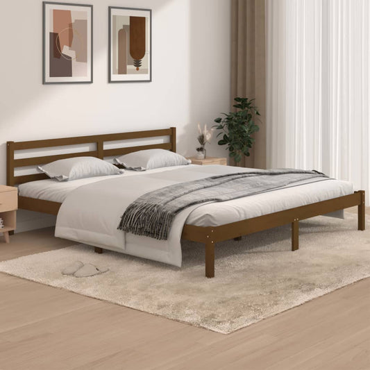 Berkfield Bed Frame Solid Wood Pine 180x200 cm Honey Brown Super King Size