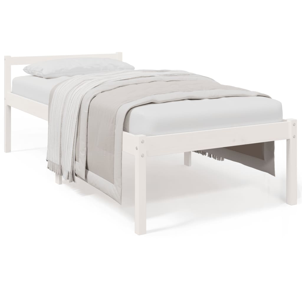 Berkfield Bed Frame White 75x190 cm Small Single Solid Wood Pine