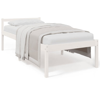Berkfield Bed Frame White 75x190 cm Small Single Solid Wood Pine