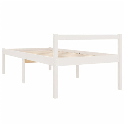Berkfield Bed Frame White 75x190 cm Small Single Solid Wood Pine