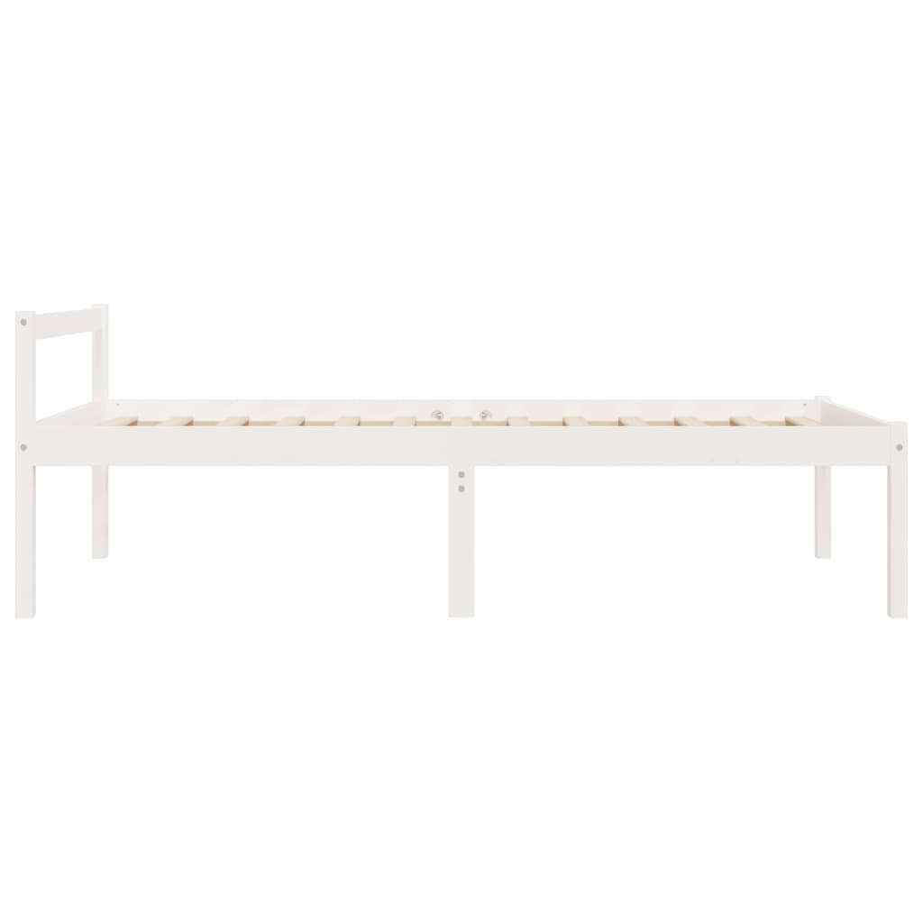 Berkfield Bed Frame White 75x190 cm Small Single Solid Wood Pine