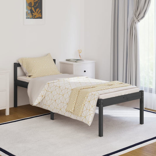 Berkfield Bed Frame Grey 75x190 cm Small Single Solid Wood Pine