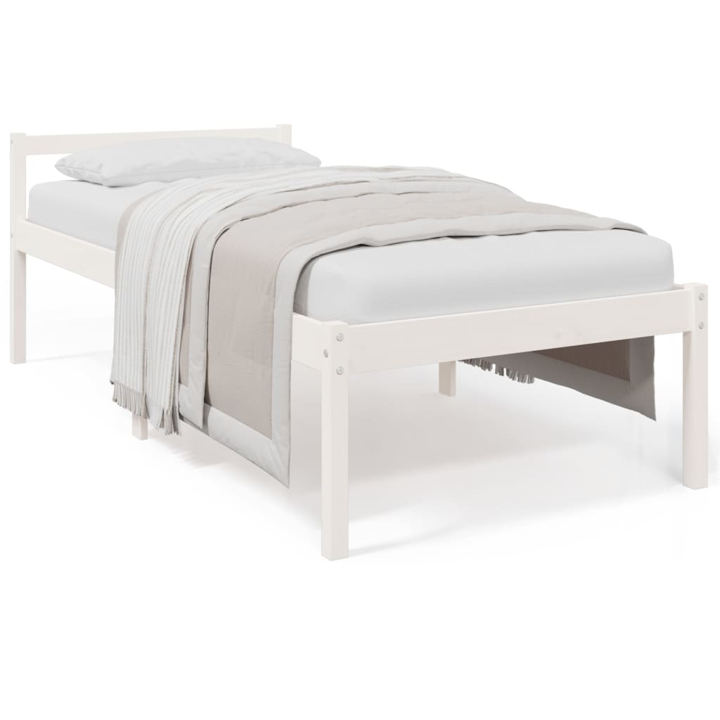 Berkfield Bed Frame White 90x190 cm Single Solid Wood Pine