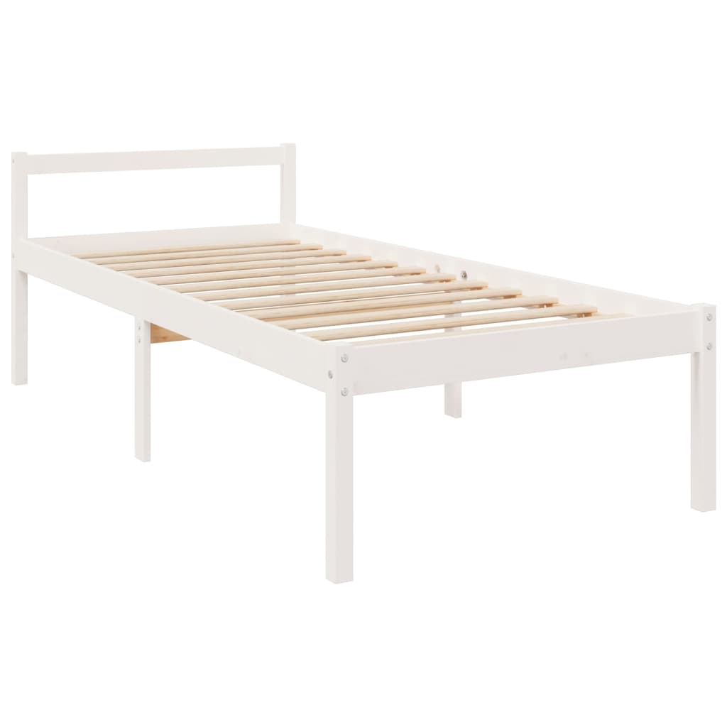 Berkfield Bed Frame White 90x190 cm Single Solid Wood Pine